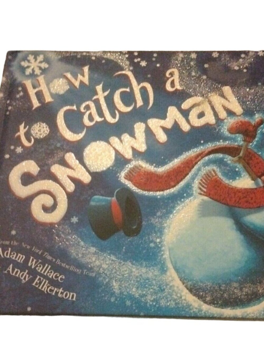 How to Catch a Snowman Hardcover Adam Wallace Picture Book Glitter Cover New